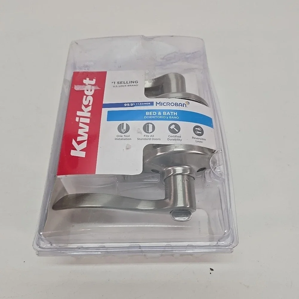 Kwikset Balboa Satin Nickel Privacy Handle Lock for Bedroom/Bath Microban